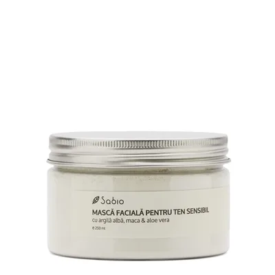Masca faciala pentru ten sensibil cu argila alba + maca si aloe vera, 250ml, Sabio