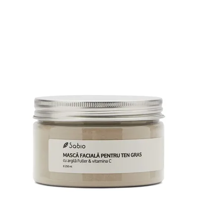 Masca faciala pentru ten gras, mixt si acneic cu Argila Fuller + Vitamina C, 250ml, Sabio