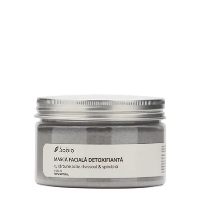 Masca faciala detoxifianta carbune activ rhassoul si spirulina, 250ml, Sabio