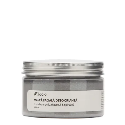 Masca faciala detoxifianta carbune activ rhassoul si spirulina, 250ml, Sabio
