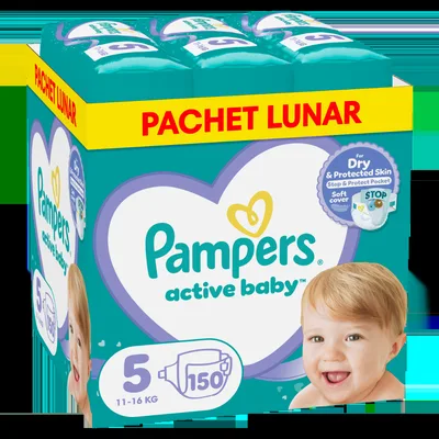 Scutece Active Baby Junior Marimea 5 pentru 11-16 kg, 150 bucati, Pampers