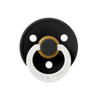 Suzeta fosforescenta din latex cu tetina rotunda pentru +0 luni Colour Glow Black, 1 bucata, Bibs