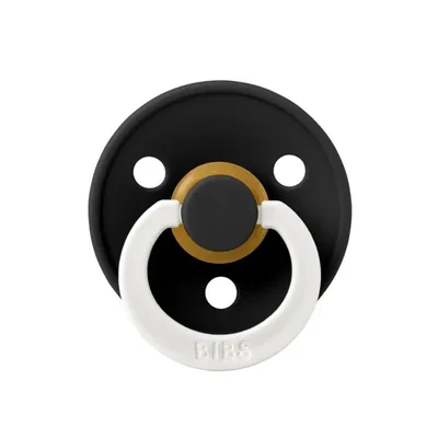 Suzeta fosforescenta din latex cu tetina rotunda pentru +0 luni Colour Glow Black, 1 bucata, Bibs