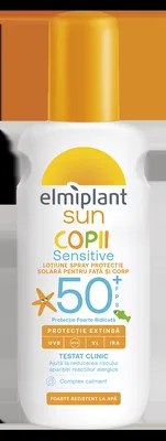 Lotiune pentru copii cu protectie solara SPF50+ Sensitive Sun, 200ml, Elmiplant