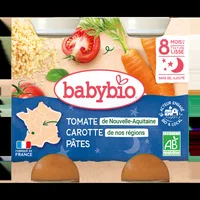 Piure de morcovi cu rosii si paste, 2 x 200g, BabyBio