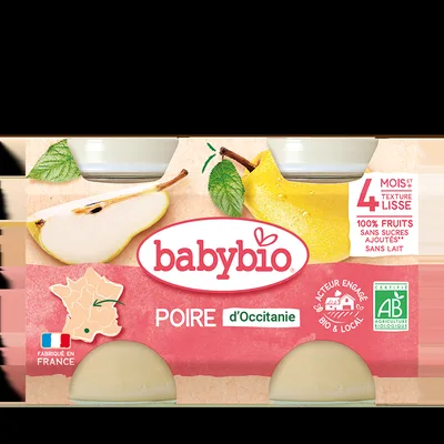 Piure de pere Bio, 2 x 130g, BabyBio