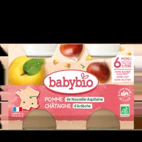 Piure de mere si castane Bio, 2 x 130g, BabyBio