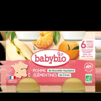 Piure de mere si clementine Bio, 2 x 130g, BabyBio