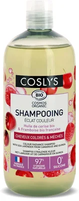 Sampon bio pentru ingrijire par vopsit cu Ulei de Cirese si Otet de Zmeura, 500ml, Coslys