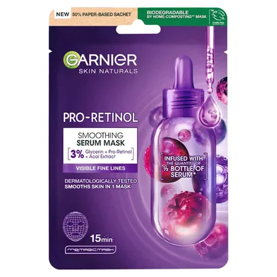 Masca servetel cu pro-retinol Skin Naturals, 28g, Garnier