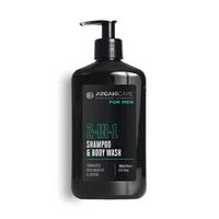Sampon si gel de dus pentru barbati 2in1cu ulei de argan si cafeina, 400ml, Arganicare