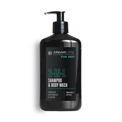 Sampon si gel de dus pentru barbati 2in1cu ulei de argan si cafeina, 400ml, Arganicare