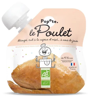 Piure cu carne de pui 4-6 luni Bio, 60g, Popote