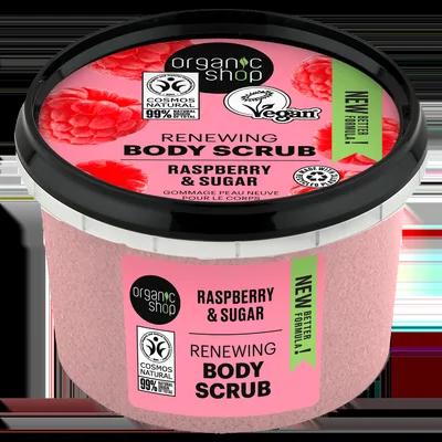 Scrub de corp cu zahar si zmeura Raspberry Cream, 250ml, Organic Shop