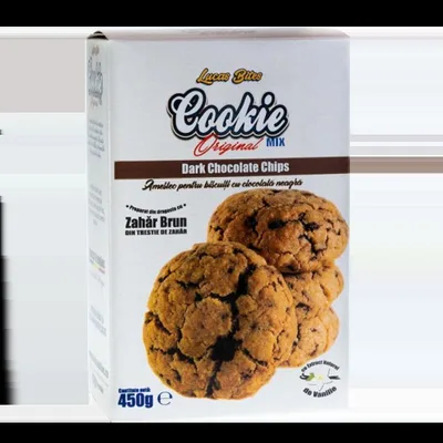 Mix pentru biscuiti cu ciocolata neagra Dark Chocolate Chip, 450g, Lucas Bites