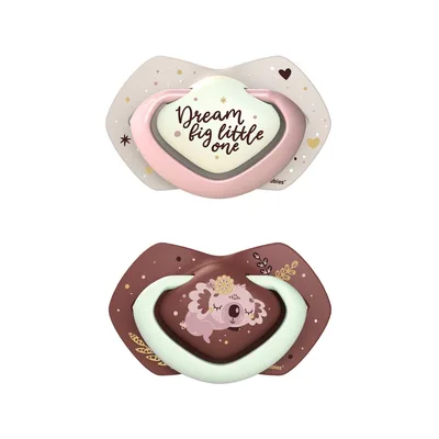 Suzeta simetrica fosforescenta din silicon 22/660 Pin Sleepy Koala 18 luni+, 2 bucati, Canpol babies