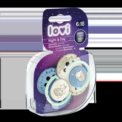 Set suzete din silicon pentru 6 - 18 luni Night&Day 22/915BOY, 2 bucati, LOVI