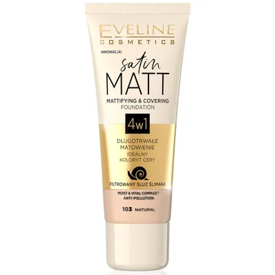 Fond de ten Satin Matt Mattifying & Covering 103 Natural, 30ml, Eveline Cosmetics