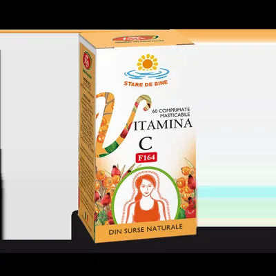Vitamina C din surse naturale F164, 60 comprimate masticabile, Fares