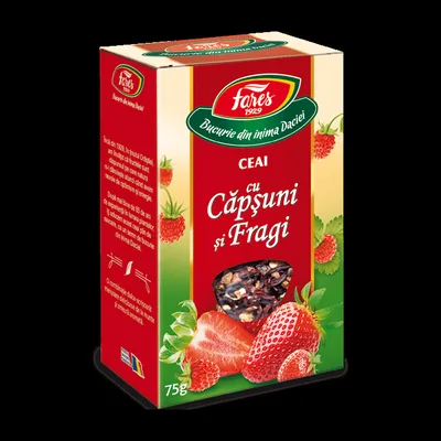 Ceai cu capsuni si fragi, 75g, Fares