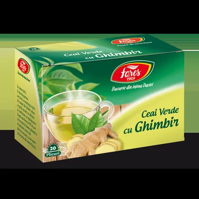Ceai verde cu ghimbir, 20 plicuri, Fares