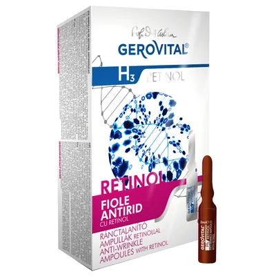 Fiole antirid cu retinol H3 Retinol, 10 fiole x 2ml, Gerovital