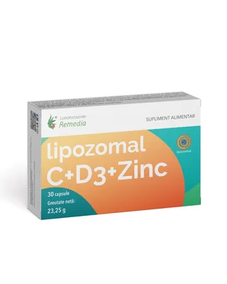 Vitamina C + D3 + Zinc Lipozomal, 30 capsule, Laboratoarele Remedia