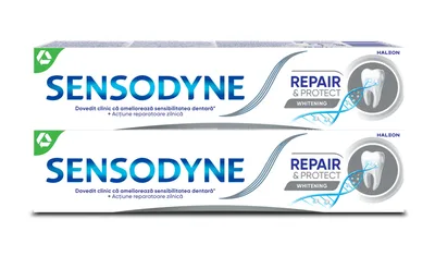 Pachet Pasta de dinti Repair & Protect Whitening 1 + 50% reducere la al doilea produs, 2 x 75ml, Sensodyne