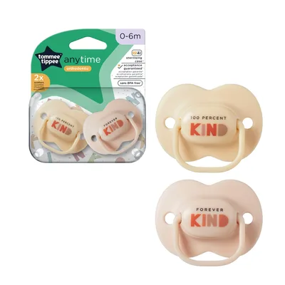 Suzeta ortodontica pentru 6-18 luni Anytime Bej, 2 bucati, Tommee Tippee