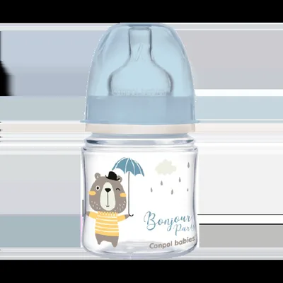 Biberon albastru anticolici cu gat larg PP EasyStart Bonjour Paris, 120ml, Canpol babies
