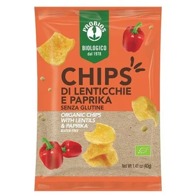 Chipsuri fara gluten cu linte si paprika, 40g, Probios