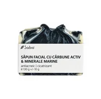Sapun facial cu carbune activ si minerale marine, 130g, Sabio