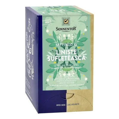 Ceai Bio Happiness Liniste Sufleteasca, 18 plicuri,  Sonnentor