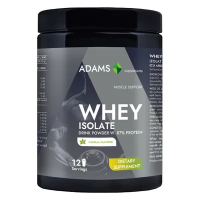 Pudra proteica cu aroma de vanilie Whey Isolate Protein, 908g, Adams Vision