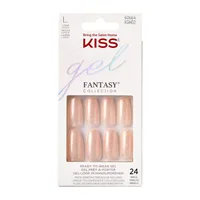 Unghii false Fantasy Glitter Rock Candy Long Coffin, 24 bucati, Kiss