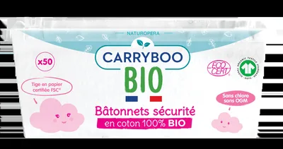 Betisoare cu bumbac securizate pentru bebelusi, 50 bucati, Carryboo