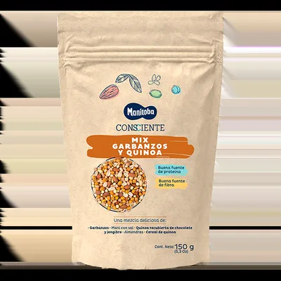 Mix de naut arahide migdale si quinoa invelita in ciocolata, 150g, Manitoba
