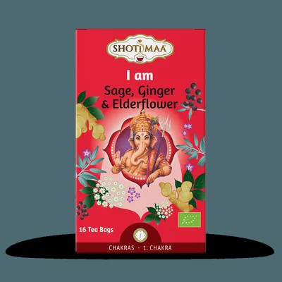 Ceai cu salvie, ghimbir si soc Chakras I Am Bio, 16 plicuri, Shoti Maa
