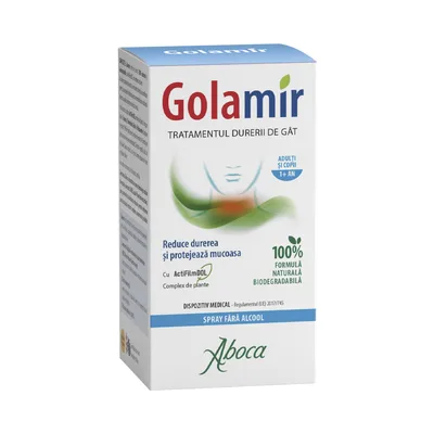 Spray pentru copii si adulti fara alcool Golamir 2Act, 30ml, Aboca