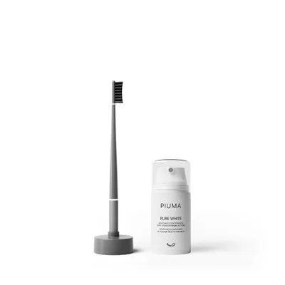 Set Periuta + Pasta de dinti 75ml Medium Asphalt Grey, Piuma