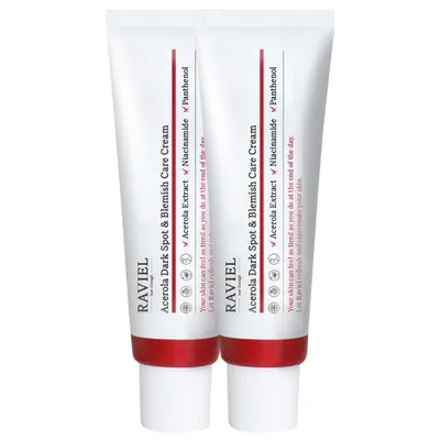 Crema de fata cu acerola impotriva petelor si imperfectiunilor, 2 x 50ml, Raviel