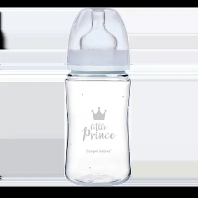 Biberon albastru anticolici cu gat larg PP EasyStart Royal Baby, 120ml, Canpol babies