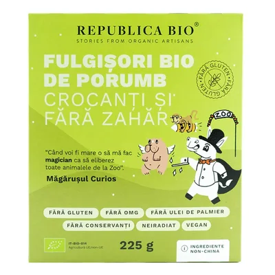 Fulgisori de porumb crocanti, 225g, Republica Bio