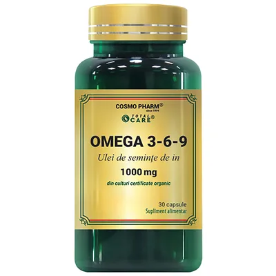 Omega 3-6-9 Ulei seminte de in 1000mg, 60 capsule, Cosmopharm