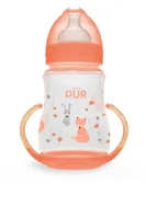 Biberon cu gura larga desen si manere +6luni, 250ml, PUR