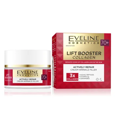 Crema de fata anti-rid 70+ reparatoare Lift Booster Collagen, 50ml, Eveline Cosmetics
