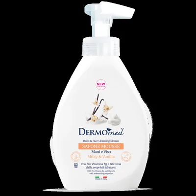 Sapun spuma pentru maini si fata Lapte si Vanilie, 500ml, Dermomed