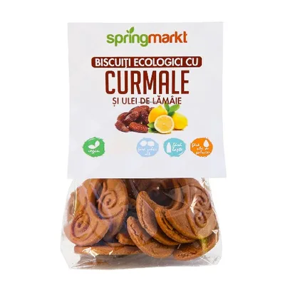 Biscuiti Eco cu curmale si ulei de lamaie, 100g, Springmarkt