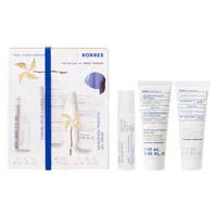 Pachet Greek Yoghurt Gel pentru ochi 15ml + Spuma de curatare 20ml + Crema hidratanta 20ml, Korres