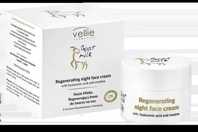 Crema regeneranta de noapte cu Acid Hialuronic Goat Milk, 50ml, Vellie